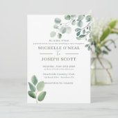 Eucalyptus Sage Groene Waterverf Huwelijk Kaart (Staand voorkant)
