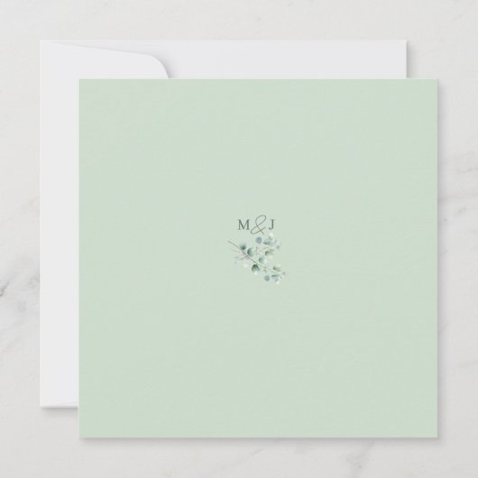 Eucalyptus Sage Groene Waterverf Huwelijk Kaart (Achterkant)