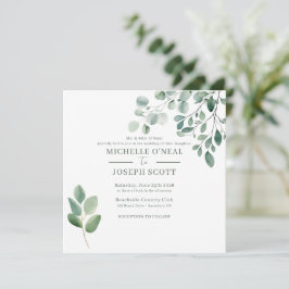 Eucalyptus Sage Groene Waterverf Huwelijk Kaart