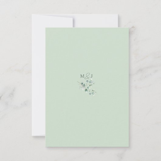 Eucalyptus Sage Groene Waterverf Huwelijk Save The Date (Achterkant)