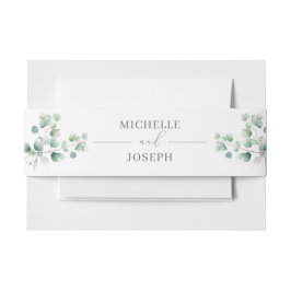 Eucalyptus Sage Groene Waterverf Huwelijk Uitnodigingen Wikkel