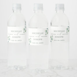 Eucalyptus Sage Groene Waterverf Huwelijk Waterfles Etiket