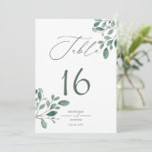 Eucalyptus Sage Groene Waterverf Tafelnummer Kaart (Staand voorkant)