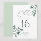 Eucalyptus Sage Groene Waterverf Tafelnummer Kaart (Voorkant / Achterkant)