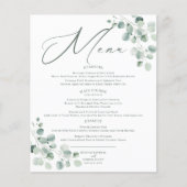 Eucalyptus Sage Groene Waterverf Trouwmenu (Voorkant)