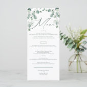 Eucalyptus Sage Groene Waterverf Trouwmenu Menu (Staand voorkant)