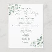 Eucalyptus Sage Groene Waterverf Trouwprogramma (Voorkant)