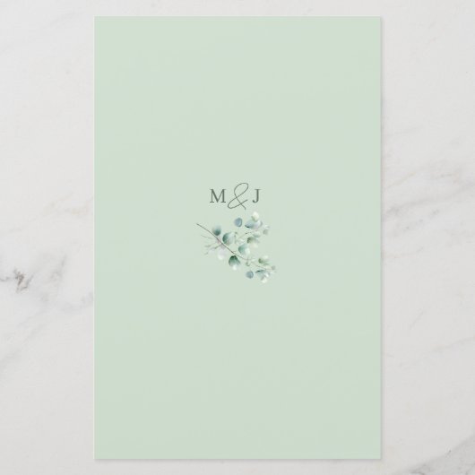 Eucalyptus Sage Groene Waterverf Trouwprogramma (Achterkant)