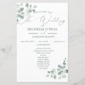 Eucalyptus Sage Groene Waterverf Trouwprogramma (Voorkant)