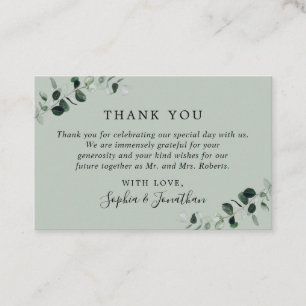Eucalyptus Sage Mini Bruiloft Dank u Kaart Visitekaartje