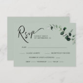 Eucalyptus Sage Moderne Calligrafiemetjes Weddensc RSVP Kaartje (Voorkant / Achterkant)