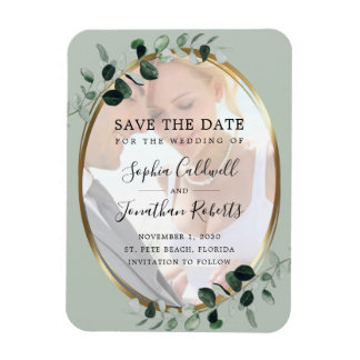 Eucalyptus Sage Photo Weddenschap Save the Date Ma Magneet