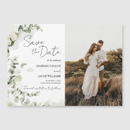 Eucalyptus Sage Photo Weddenschap Save the Date Magnetische Uitnodiging