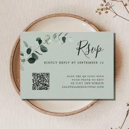 Eucalyptus Sage QR Code Weddenschap RSVP Informatiekaartje