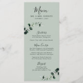 Eucalyptus Sage Romantic Calligraphy Wedding Menu (Voorkant)