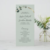 Eucalyptus Sage Romantic Calligraphy Wedding Programmakaart (Staand voorkant)