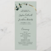 Eucalyptus Sage Romantic Calligraphy Wedding Programmakaart (Voorkant)