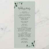 Eucalyptus Sage Romantic Calligraphy Wedding Programmakaart (Achterkant)