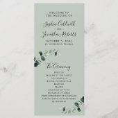 Eucalyptus Sage Romantic Calligraphy Wedding Programmakaart (Voorkant)
