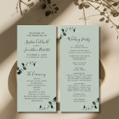 Eucalyptus Sage Romantic Calligraphy Wedding Programmakaart