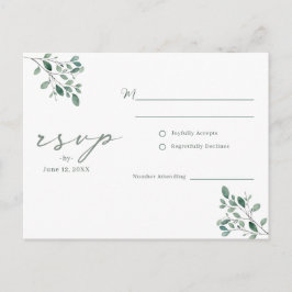 Eucalyptus Sage Waterverf bruiloft RSVP Briefkaart