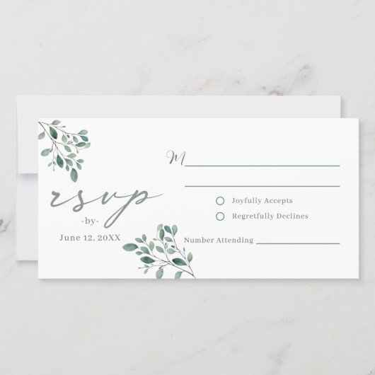 Eucalyptus Sage Waterverf bruiloft RSVP Briefkaart (Voorkant)