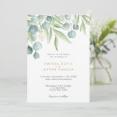 Eucalyptus Sage Waterverf Greenery Wedding Invita Kaart (Staand voorkant)