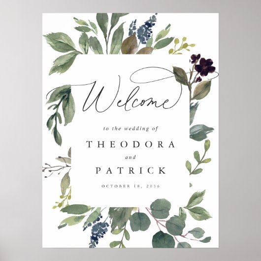Eucalyptus & Sage Wedding Welkom Teken Poster (Voorkant)