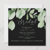 Eucalyptus Sage & Zwart Vierkant Vrijgezellenfeest Kaart (Voorkant)