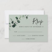 Eucalyptus Salie Eenvoudige Bruiloft RSVP Kaartje (Voorkant)