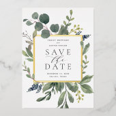 Eucalyptus & Salie Folie Save the Date Kaart (Voorkant)