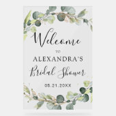 Eucalyptus Salie Groen Bloemig Bruidsdiner Acryl Bord (Voorkant)