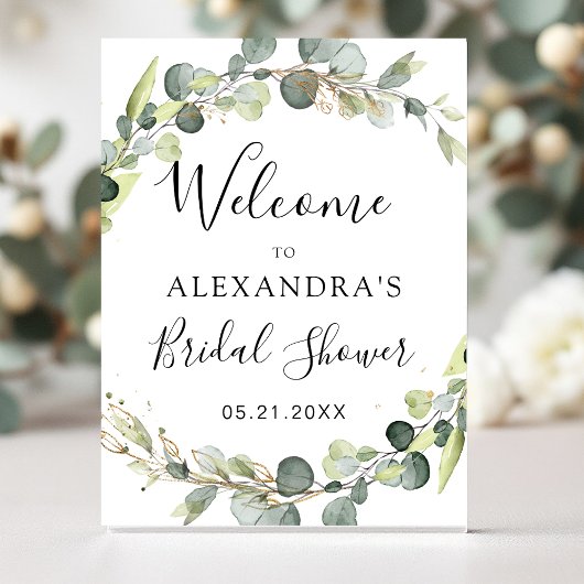 Eucalyptus Salie Groen Bloemstuk Bruidsdouche  Poster