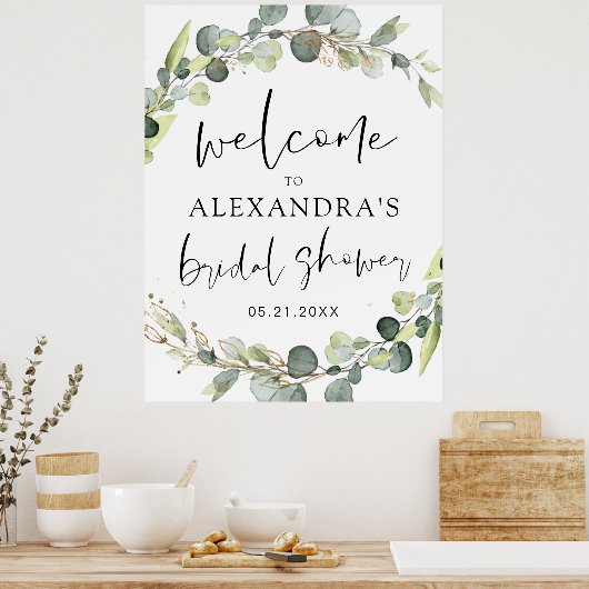 Eucalyptus Salie Groen Bloemstuk Bruidsfeest Poster (Keuken)