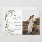 eucalyptus salie groen foto bruiloft save the date (Voorkant)