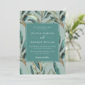 Eucalyptus Salie Groen Goud Elegante Huwelijk Kaart (Staand voorkant)