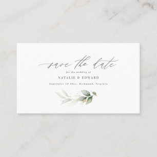 Eucalyptus salie groen gouden trouw save the date plaatskaartje