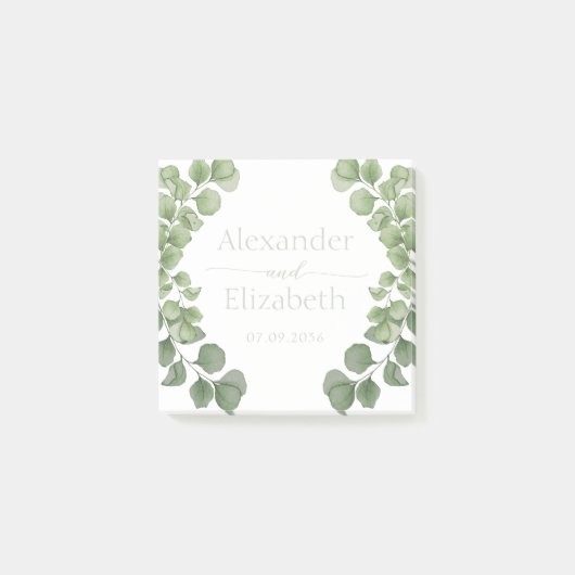 Eucalyptus Salie Groen Script Trouwgunst Post-it® Notes (Voorkant)