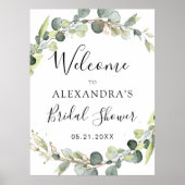 Eucalyptus Salie Groene Bloemige Bruiloftsborrel Poster (Voorkant)
