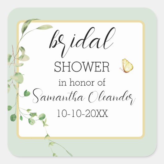 Eucalyptus Salie Groene Bruids- Vierkante Sticker (Voorkant)