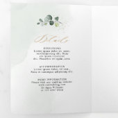 Eucalyptus Salie Groene Moderne Geometrische Trouw Drieluik Aankondiging (Binnenzijde eerst)