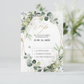 Eucalyptus Salie Groene Moderne Geometrische Trouw RSVP Kaartje (Staand voorkant)