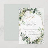 Eucalyptus Salie Groene Moderne Geometrische Trouw RSVP Kaartje (Voorkant / Achterkant)