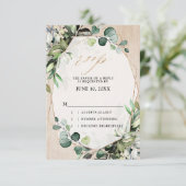 Eucalyptus Salie Groene Moderne Geometrische Trouw RSVP Kaartje (Staand voorkant)