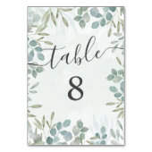 Eucalyptus Salie Groene Trouwtafel Nummer Kaart (Achterkant)
