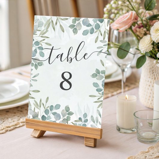 Eucalyptus Salie Groene Trouwtafel Nummer Kaart