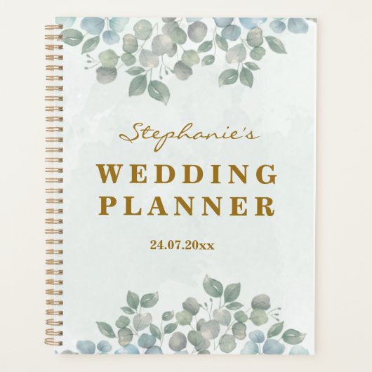 eucalyptus salie groene waterverf planner (Voorkant)