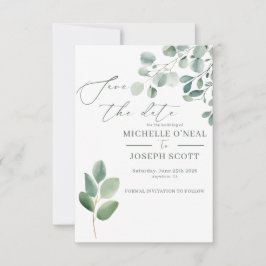 Eucalyptus Salie Groene Waterverf Trouwfeest Save The Date