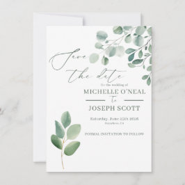 Eucalyptus Salie Groene Waterverf Trouwfeest Save The Date