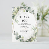 Eucalyptus Salie Groenery Moderne Geometrische Tro Bedankkaart (Staand voorkant)